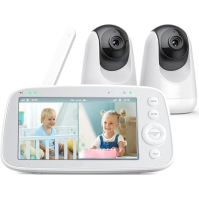 FAKEME Baby Monitor s rozdělitelným displejem, 5" 720P s 2 kamerami, audio a video monitorování, otáčení, sklánění, zoom, dosah 